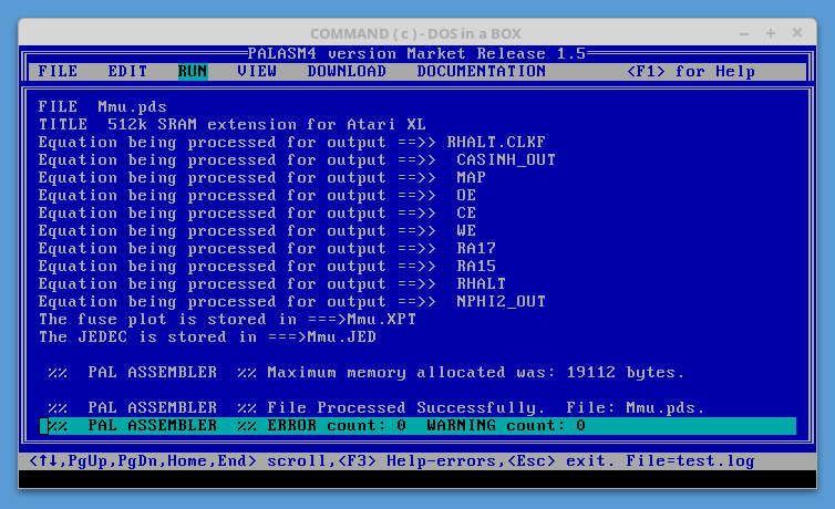 PALASM compilation result