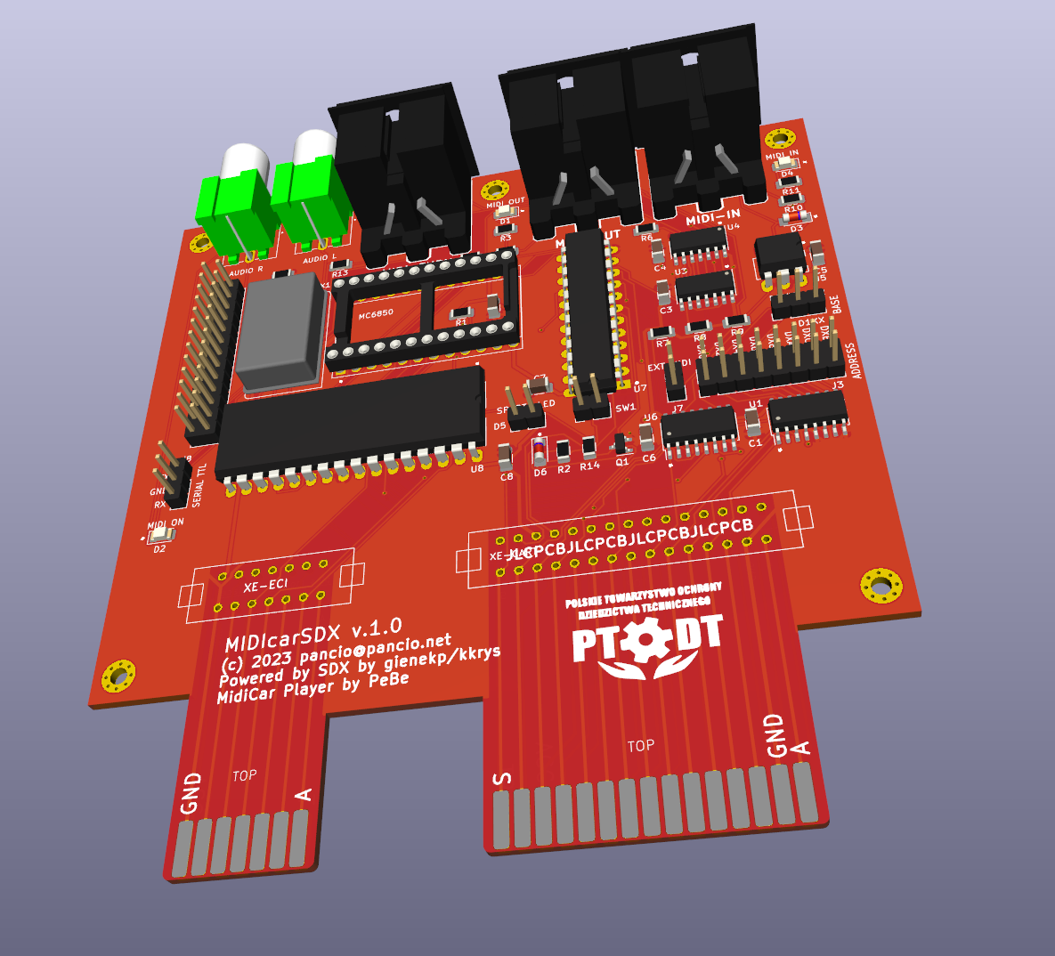 MIDIcarSDX Prototype PCB